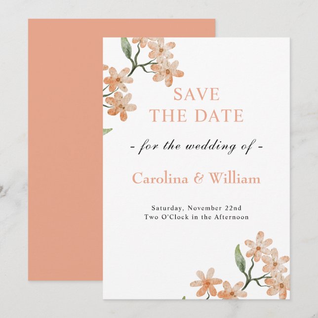 Boho Floral Wedding Save The Date (Front/Back)