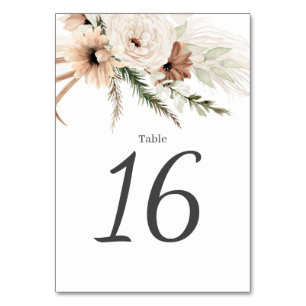 Boho Floral Wedding Table Numbers