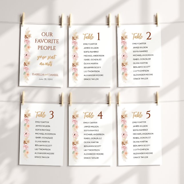 Boho Floral Wedding Table Sign Guest Seating Chart Programme (Creator Uploaded)