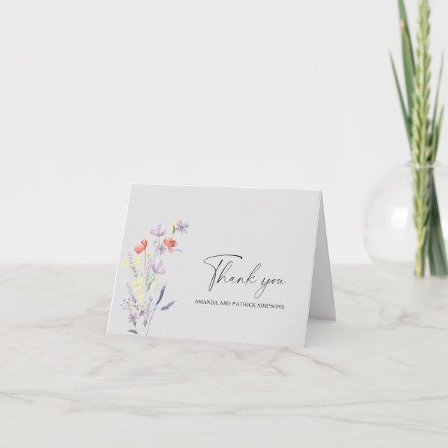 Boho Floral Wedding Thank You Card (Front)