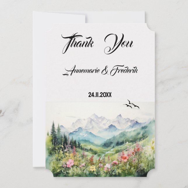 Boho Floral Wedding Thank You Card (Front)