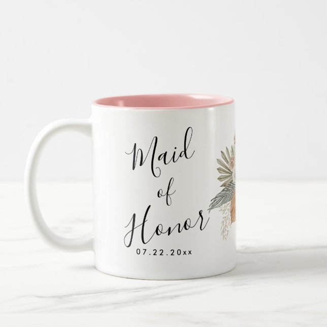 Boho Floral Wedding Two-Tone Coffee Mug (Left)