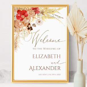 Boho Floral Wedding Welcome Sign Gilded Terracota