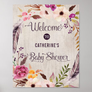Boho Floral Welcome Sign Rustic Baby Shower Decor