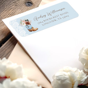 Boho Floral Western Blue Cowboy Boot Baby Shower