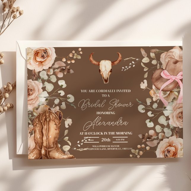 Boho Floral Western Bridal Shower Invitation (Creator Uploaded)
