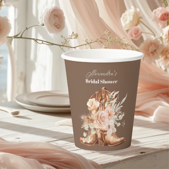 Boho Floral Western Bridal Shower Paper Cups (Creator Uploaded)