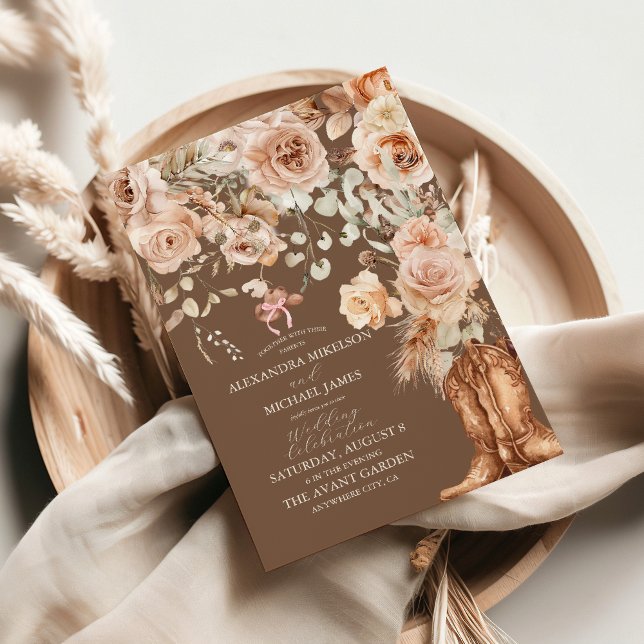 Boho Floral Western Wedding Invitation (Creator Uploaded)