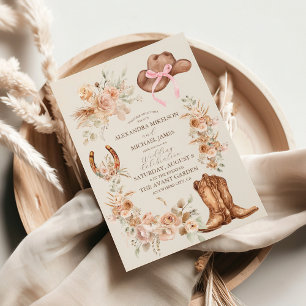 Boho Floral Western Wedding Invitation