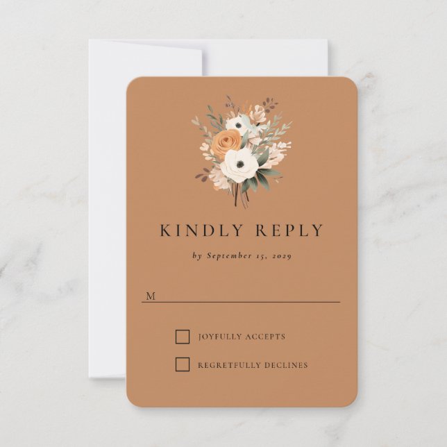 Boho Floral Western Wedding Response Card (Front)