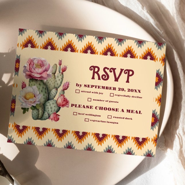 Boho Floral Western Wedding RSVP Card (Creator Uploaded)