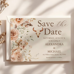 Boho Floral Western Wedding Save The Date