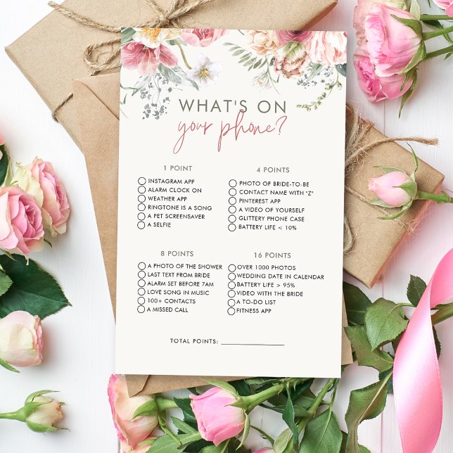 Boho Floral What On Your Phone Bridal Shower Game (Creator Uploaded)