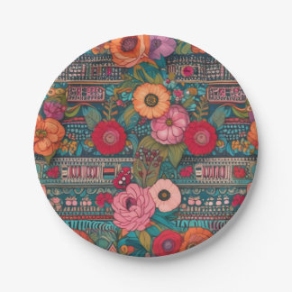 Boho Floral Whimsical  Paper Plate