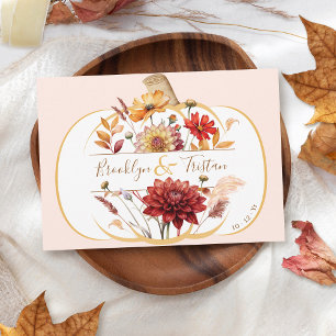 Boho Floral White Pumpkin Fall Wedding Blush Pink Save The Date