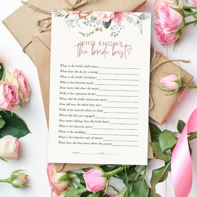 Boho Floral Who Know The Bride Bridal Shower Game (Creator Uploaded)