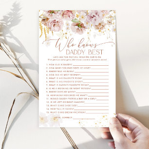 Boho floral Who knows daddy best baby shower game