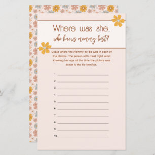 Boho Floral Who Knows Mummy Best Picture Game