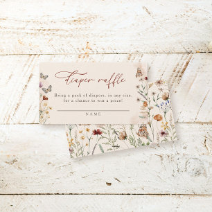 Boho Floral Wildflower Baby Shower Diaper Raffle Enclosure Card