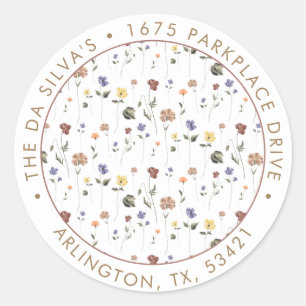 Boho Floral Wildflower    Classic Round Sticker