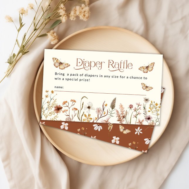 Boho Floral Wildflower Diaper Raffle Baby Shower Enclosure Card (Boho Floral Wildflower Diaper Raffle Baby Shower Enclosure Card)