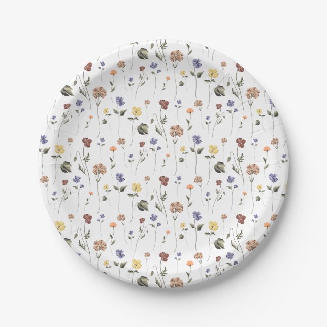Boho Floral Wildflower | Paper Plate (Front)