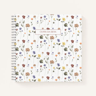 Boho Floral Wildflower Personalised Notebook