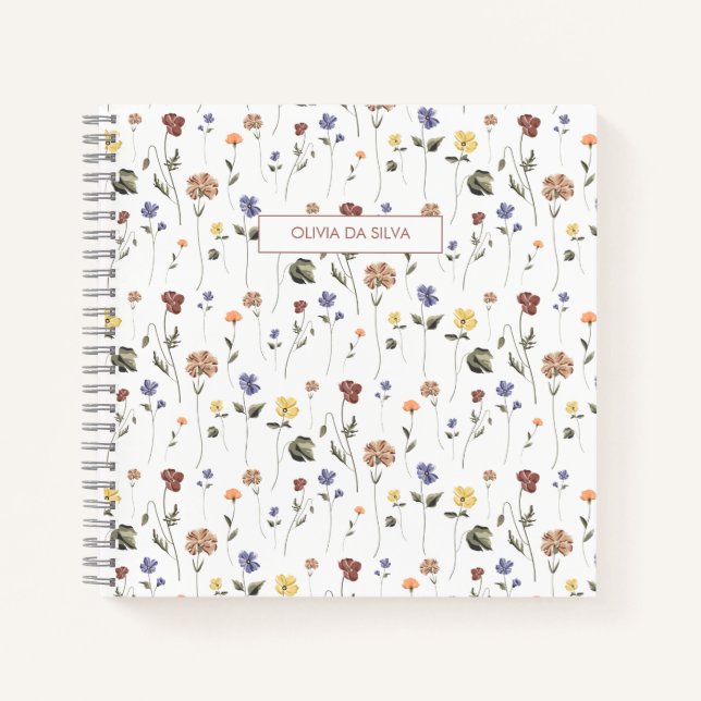 Boho Floral Wildflower | Personalised Notebook (Front)