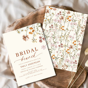 Boho Floral Wildflower Terracotta Bridal Brunch Invitation