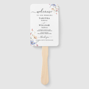 Boho Floral wildflower wedding Invitation Hand Fan