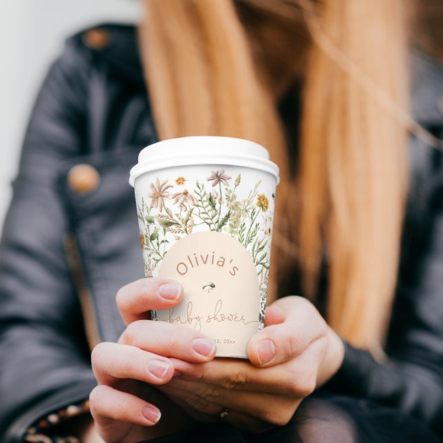 Boho Floral Wildflowers Baby Shower Paper Cup (Creator Uploaded)