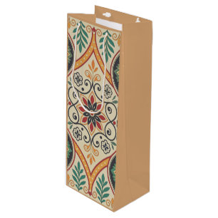 Boho Floral Wine Bag – Warm Sand Accent