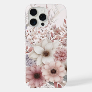 Boho floral with a blush of pink iPhone 15 pro max case