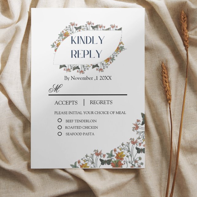 Boho Floral With Meals RSVP Card (Creator Uploaded)
