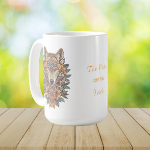 Boho Floral Wolf Psychedelic Art Coffee Mug