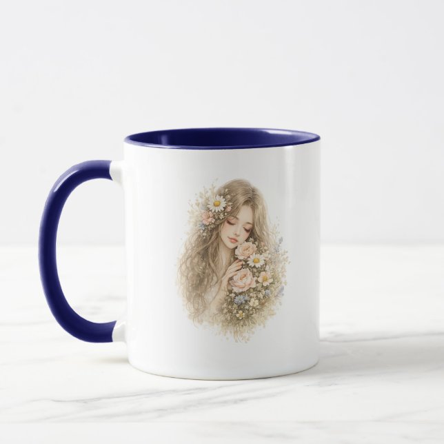Boho Floral Woman Accent Mug (Left)