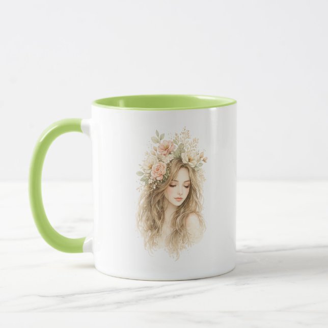 Boho Floral Woman Accent Mug (Left)