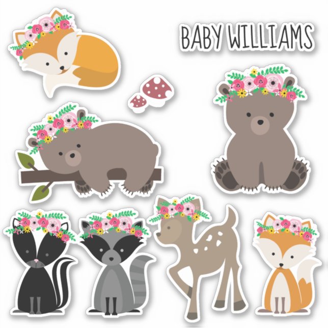Boho Floral Woodland Animals Baby (Front)