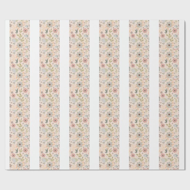 Boho Floral Wrapping Paper Pattern-Cute Aesthetic (Flat)