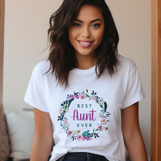 Boho Floral Wreath Best Aunt Ever T-Shirt