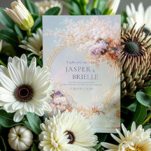 Boho Floral Wreath Gold Frame Elegant Wedding