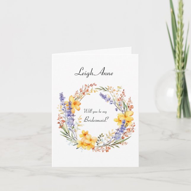 Boho Floral Wreath Wedding Party Proposal Invitation (Front)
