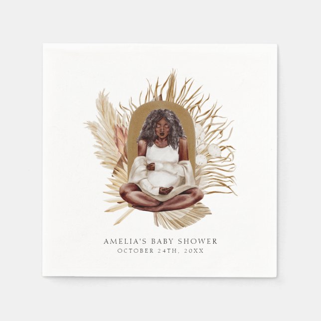 Boho Florals Baby Shower Napkin (Front)