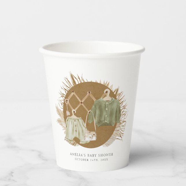 Boho Florals Baby Shower Paper Cups (Front)