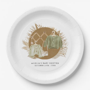 Boho Florals Baby Shower Paper Plate