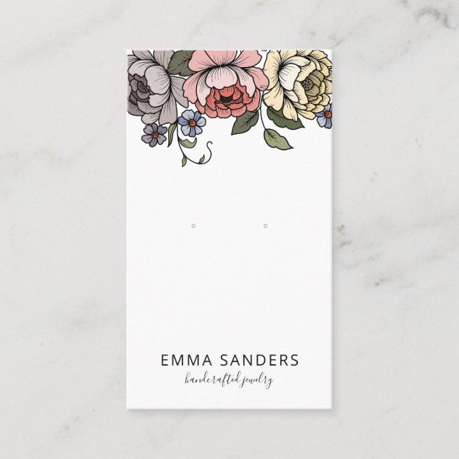 Boho Florals Earring Jewellery Display Cards (Front)