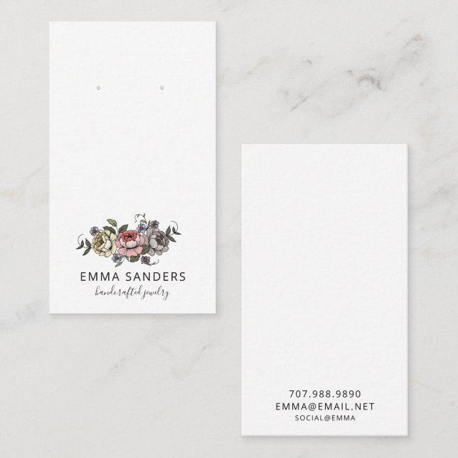 Boho Florals Earring Jewellery Display Cards (Front/Back)