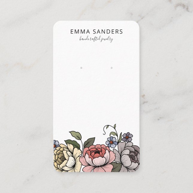 Boho Florals Earring Jewelry Display Cards (Front)