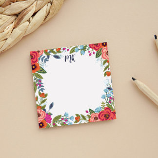 Boho Florals - Monogram Post-it Notes