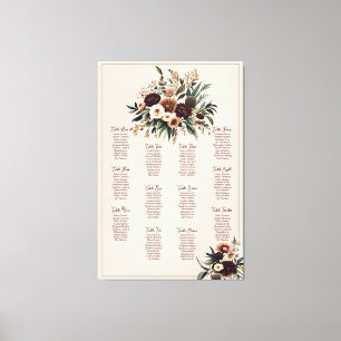 Boho Florals Seating Chart Canvas Print
